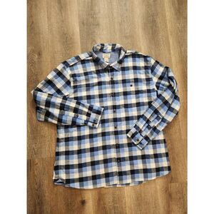 L.L. Bean mens XL performance plaid flannel shirt button up chest pocket LS
